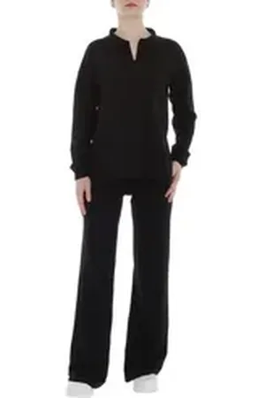 Ital-Design Freizeitanzug Damen Freizeit (86365270), Stretch Zweiteiler in Schwarz schwarz S/M