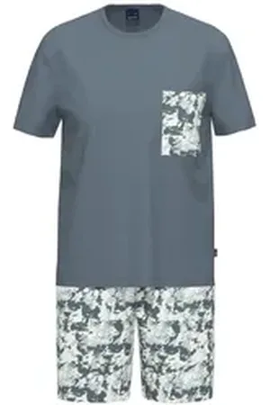 Ammann Shorty Herren Pyjama kurz (2 tlg) Baumwolle blau 48