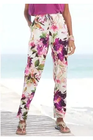 beachtime Jerseyhose mit Blumendruck und elastischem Bund, Sommerhose, Strandhose bunt 46