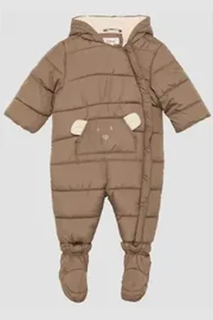 QS by s.Oliver Overall Schneeanzug mit abnehmbaren Füsschen und samtigem Fleecefutter Schmuck-Detail braun 92
