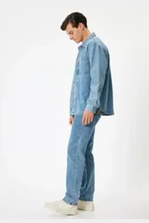 Koton Straight-Jeans Normale Leibhöhe Straight blau 33/30
