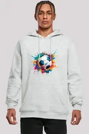 F4NT4STIC Kapuzenpullover Bunte Fußball Grafik Premium Qualität grau XL