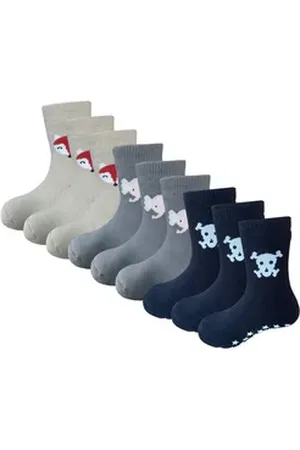 Yalion Langsocken Baby Kleinkind Socken Anti-Rutsch-Socken 9 paar Rutschfester Kleber braun|bunt|grau|schwarz EU19/20