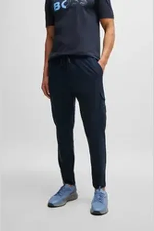 HUGO BOSS Cargohose T_Urbanex-CargoLight mit elastischem Bund und Kordelzug blau 54