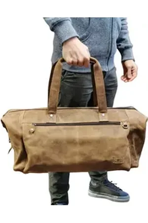 Landleder Weekender Große praktische Ledertasche, robustes Rindleder braun