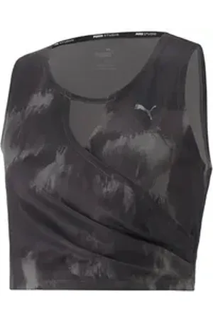 PUMA Tanktop Damen Top Studio Crop Top All Ove Print 522236 schwarz S