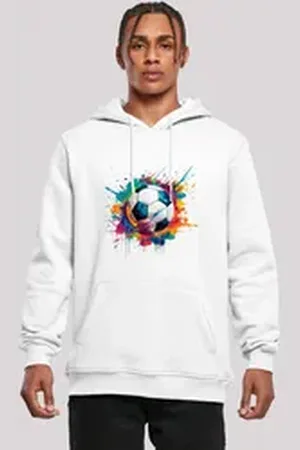 F4NT4STIC Kapuzenpullover Bunte Fußball Grafik Premium Qualität weiß XL