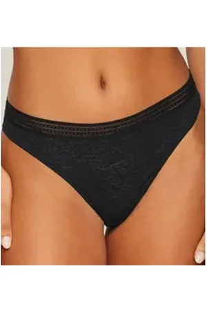 Lascana String Freya aus Spitze in Leo-Optik mit modischem Bund, sexy Dessous schwarz 32/34