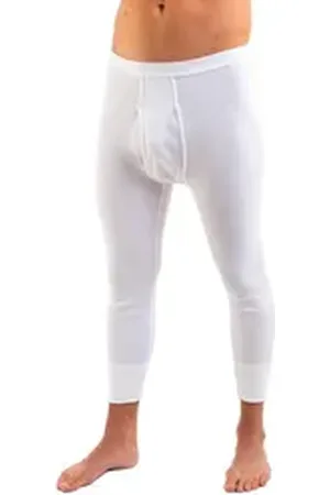 Hermko Lange Unterhose 3440 Herren 3/4-lange Unterhose mit Eingriff aus Baumwolle, wadenlang weiß D 8 = EU XXL