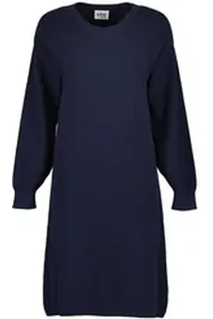 Blue Seven Shirtkleid Damen Strickkleid mit Rundhals - Kleid mit überschnittenen Schultern blau 36