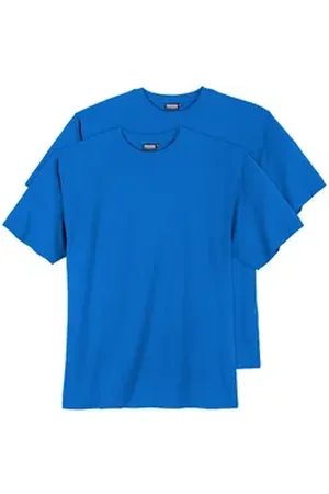 Adamo Rundhalsshirt 2er-Pack Basic T-Shirt Übergröße royalblau blau 9XL