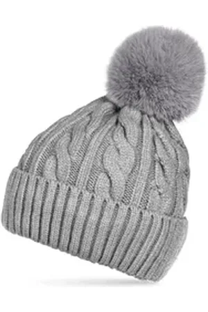 CASPAR Bommelmütze MU218 Warme Damen Bommelmütze Zopfmuster extra warm mit Teddy Fleece Futter grau