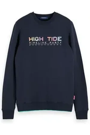 Scotch&Soda Fleecepullover Herren Sweatshirt Crewneck with Artworks 155260 blau S