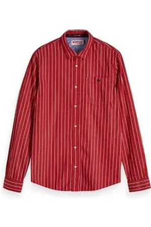 Scotch&Soda Kurzarmhemd Herren Langarmhemd Classic Breton Stripe Shirt 152149 rot XL