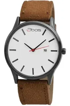 QBOS Quarzuhr QB0038 Herrenuhr mit Lederimitationsarmband, Herrenuhr Lederimitat