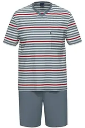 Ammann Shorty Herren Pyjama kurz (2 tlg) Baumwolle blau 52