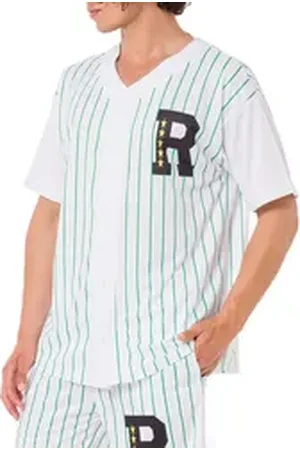 Redbridge T-Shirt Baseball-Shirt mit Knopfleiste und Streifen Sportliches Oversize-Shirt bunt|grün L