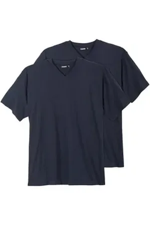 Adamo V-Shirt 2er-Pack V-Neck Basic T-Shirt Übergröße navy blau 4XL