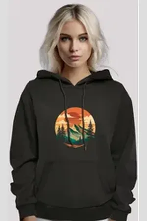 F4NT4STIC Kapuzenpullover Sonnenuntergang Berglandschaft Premium Qualität schwarz S