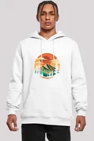 F4NT4STIC Kapuzenpullover Sonnenuntergang Berglandschaft Premium Qualität weiß S