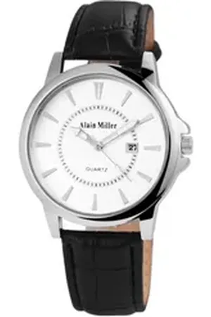 Alain Miller Quarzuhr AM0005 Herrenuhr mit Lederimitationsarmband, Herrenuhr Lederimitation