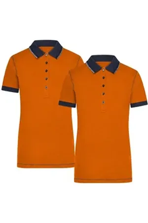 James & Nicholson Poloshirt Doppelpack Damenpoloshirt in trendiger Slub Qualität Urban Polo JN979 (Spar-Set, 2er-Pack) Hochwertiger Single Jersey aus Flammgarn orange M