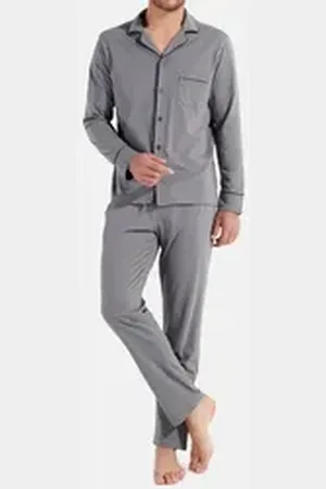 Hom Pyjama Albert (Set, 2 tlg) Pyjama - Baumwolle - Atmungsaktiv grau XL