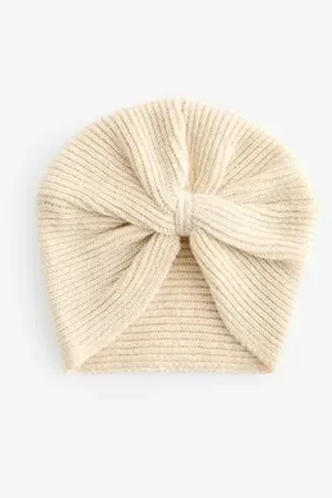 Next Erstlingsmütze Gestrickte Baby-Turbanmütze (1-St) beige Kopfumfang: 42 cm.