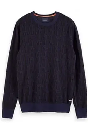 Scotch&Soda Fleecepullover Herren Pullover Ams Blauw Allover Print 153635 blau M