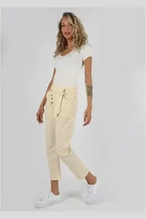 Miracle of Denim Boyfriend-Hose – tapered Beinform und robuster Denim beige 27/26