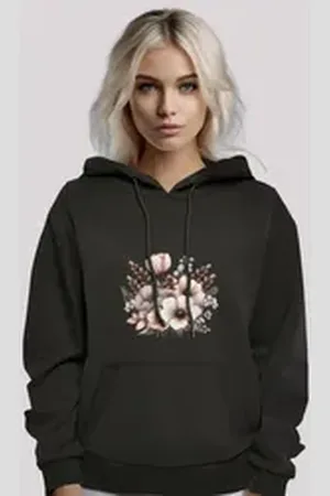 F4NT4STIC Kapuzenpullover Blumenstrauß Boho Premium Qualität schwarz L