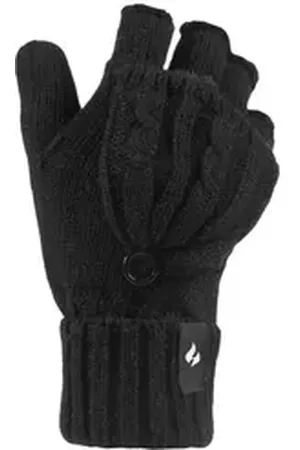 Heat Holders Strickhandschuhe fingerlose Damenhandschuhe schwarz
