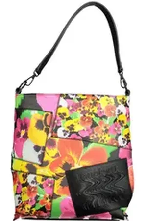 Desigual Umhängetasche, Schwarze Damenhandtasche mit abnehmbarem Schulterriemen und Logo
