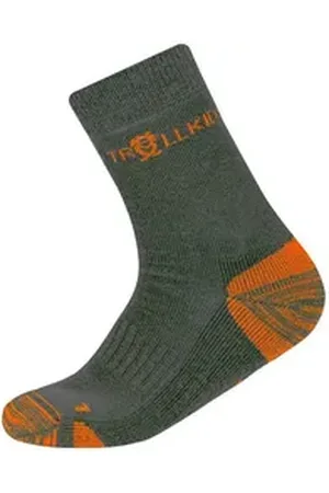 TROLLKIDS Wandersocken Preikestolen grau|orange 39-42; 12-14 years