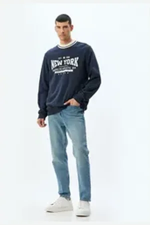 Koton 5-Pocket-Jeans Normale Leibhöhe Tapered blau 33/30