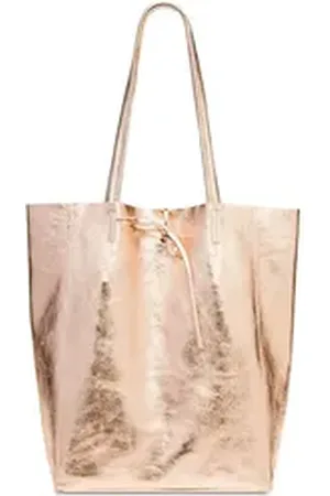 CASPAR Schultertasche - Großer Damen Metallic Leder Shopper - CLASSIC LINE - Modell No.781, elegant, robust & unempfindlich - 100% Echtleder - Handmade in Italy rosa