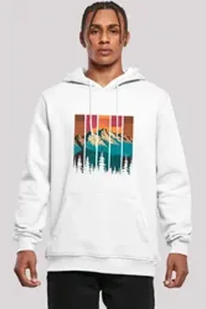 F4NT4STIC Kapuzenpullover Berg Sonnenuntergang Retro Premium Qualität weiß L