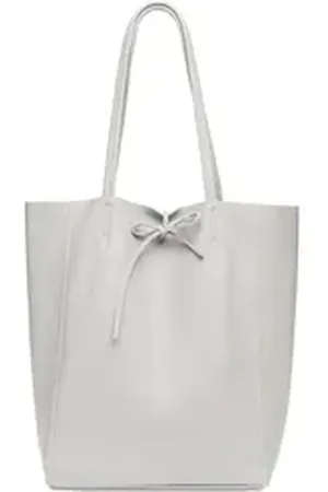CASPAR Schultertasche - Großer Damen Leder Shopper Tasche - CLASSIC LINE - Modell No.780, elegant, robust & unempfindlich - 100% Echtleder - Handmade in Italy grau
