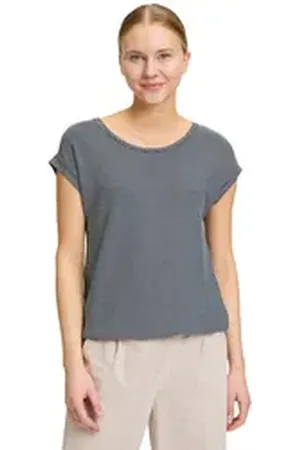 Betty & Co Betty&Co Kurzarmshirt Casual-Shirt mit Struktur (1-tlg) Material blau S