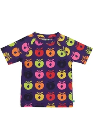 Småfolk Bade-Shirt UV50-T-shirt mit retro-äpfeln, Mit UV-Faktor UPF50+ lila 7-8 Jahre