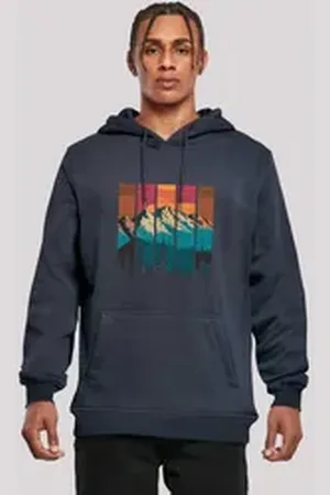 F4NT4STIC Kapuzenpullover Berg Sonnenuntergang Retro Premium Qualität blau XL