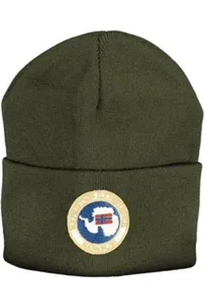Napapijri Strickmütze Grüne Herrenmütze mit Logo & Applikation - Für Stil & Wärme