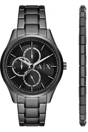 Giorgio Armani ARMANI EXCHANGE Multifunktionsuhr AX7154SET, (Set, 2-tlg., mit Armband), Quarzuhr, Armbanduhr, Herrenuhr, ideal als Geschenk, Edelstahlarmband schwarz