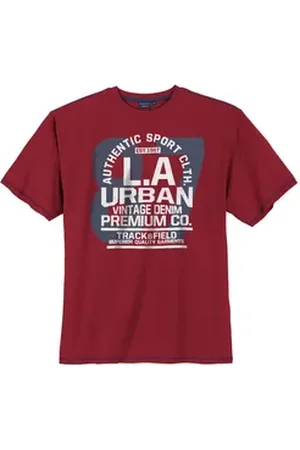 Adamo Rundhalsshirt XXL T-Shirt weinrot Frontprint L.A Urban rot 5XL