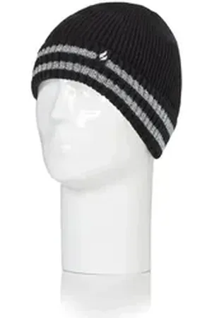 Heat Holders Strickmütze Herren Mütze mit reflektierenden Streifen schwarz