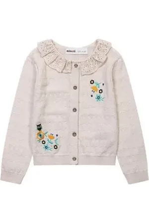 Minoti Cardigan Gestrickte Strickjacke mit Stickerei (3m-3y) grau 74-80cm