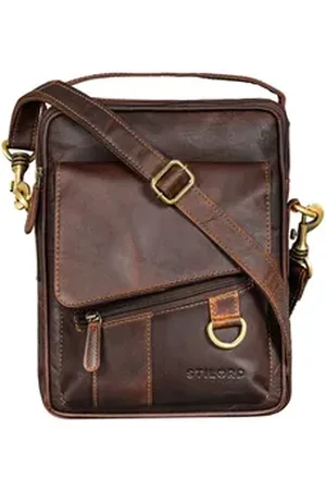 STILORD Schultertasche "Silvio" Moderne Ledertasche Herren Klein für Tablet 10,1 Zoll braun