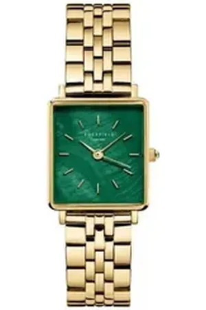 ROSEFIELD Quarzuhr Damenuhr Boxy XS Smaragd-Grün Gold eckig BEGSG-Q050 goldfarben