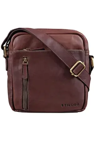 STILORD Schultertasche "Benno" Leder Umhängetasche Herren klein braun