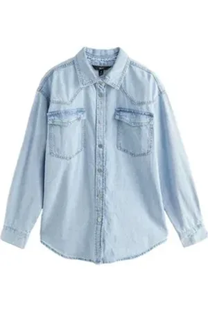 Next Jeanshemd Oversize-Denimhemd aus 100 % Baumwolle. (1-tlg) blau M